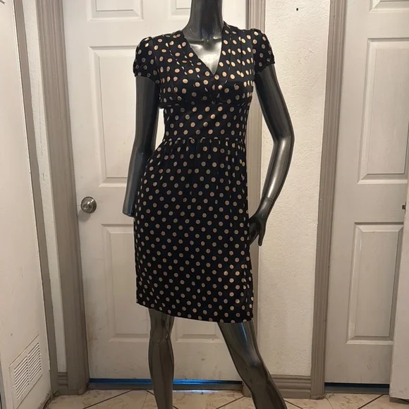 slim fit dress slacks Black and Gold Metallic Polka-dot Maxi Dress main image 1